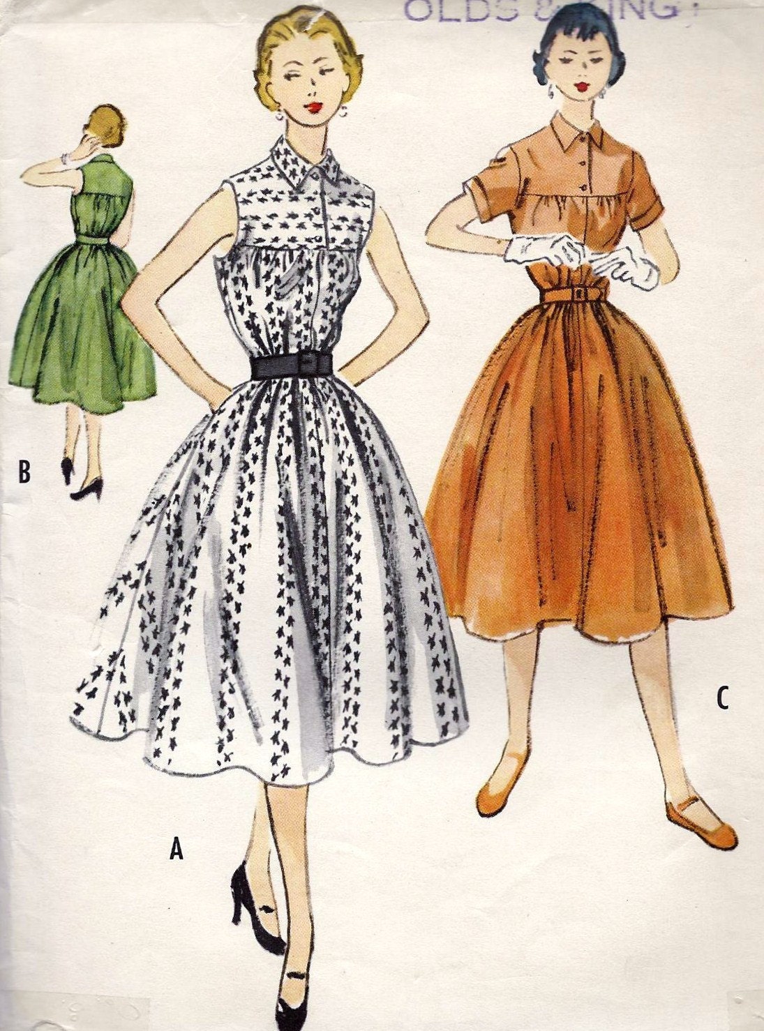 1950s Junior Summer Shirtwaist Dress Vintage Sewing Pattern, Rockabilly Swing Lolita, McCall's 9759 Bust 29"