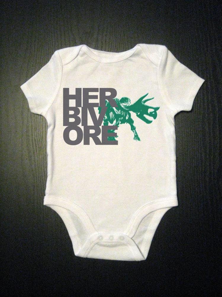 Herbivore - Triceratops One Piece Bodysuit - Dinosaur Skeleton Baby Bodysuit - Children's Clothing