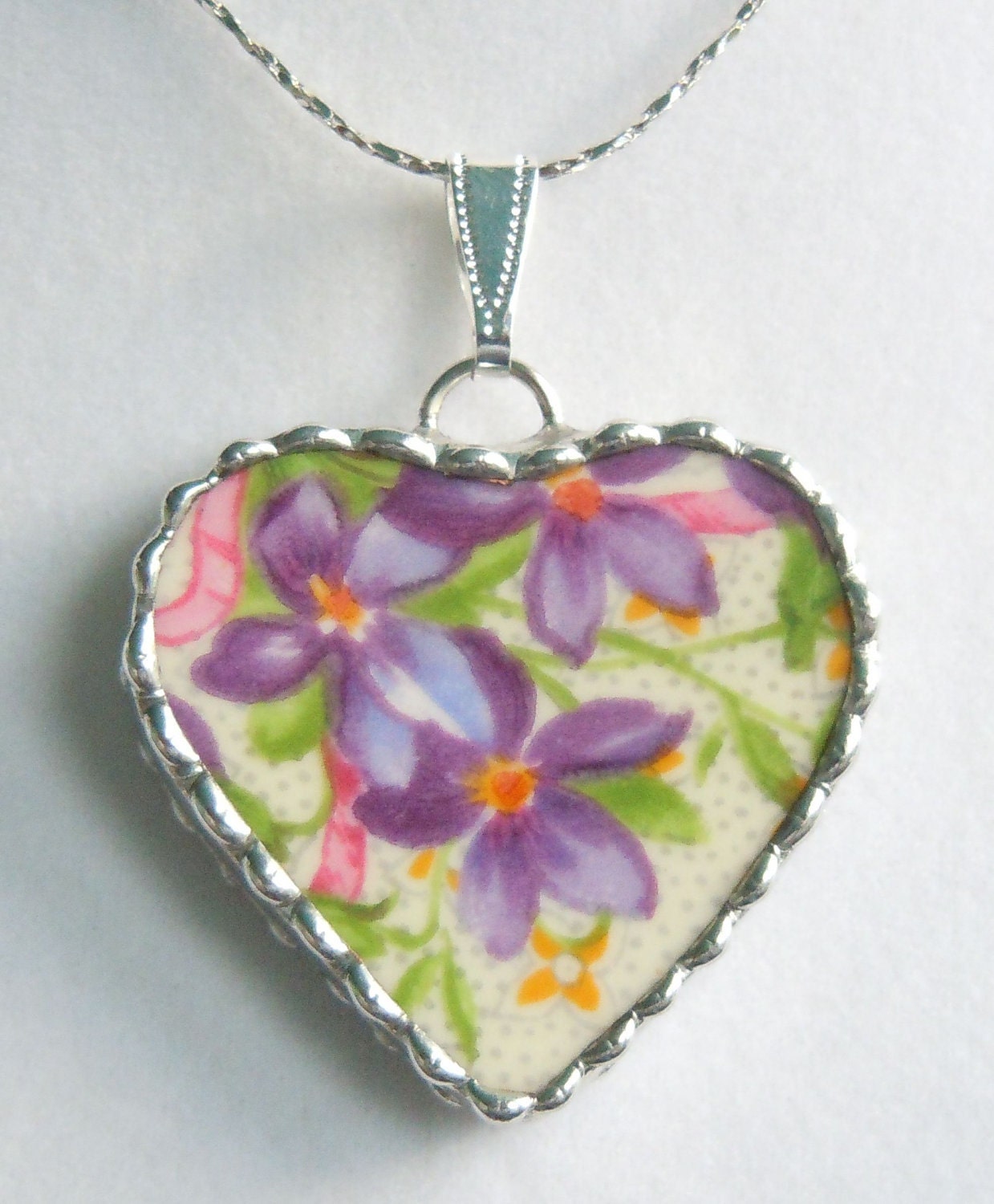 Fiona And The Fig Vintage Broken China Necklace Pendant Jewelry Charm