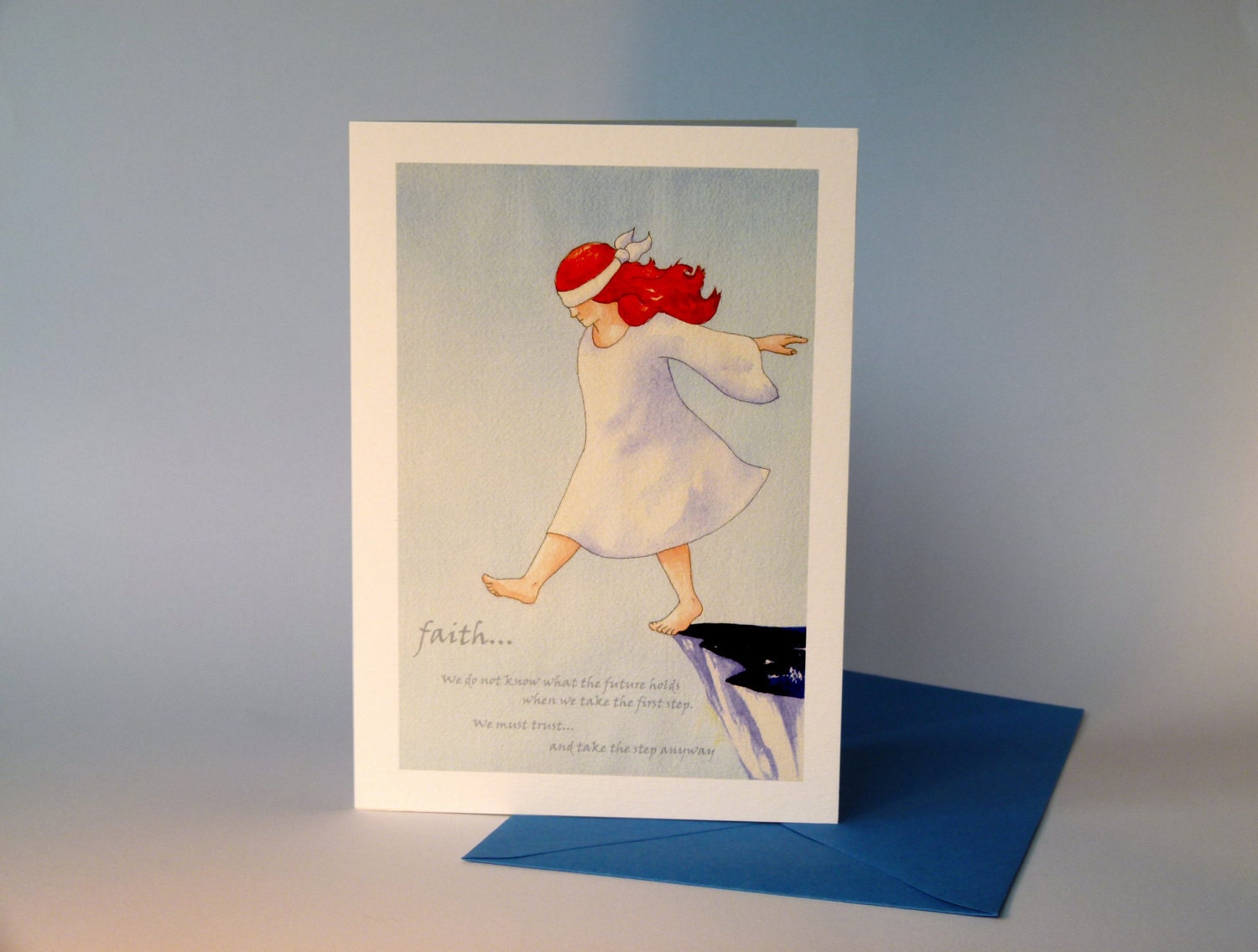 Greeting card Faith for a leap into life - affirmation, redhead, spiritual, inner journey