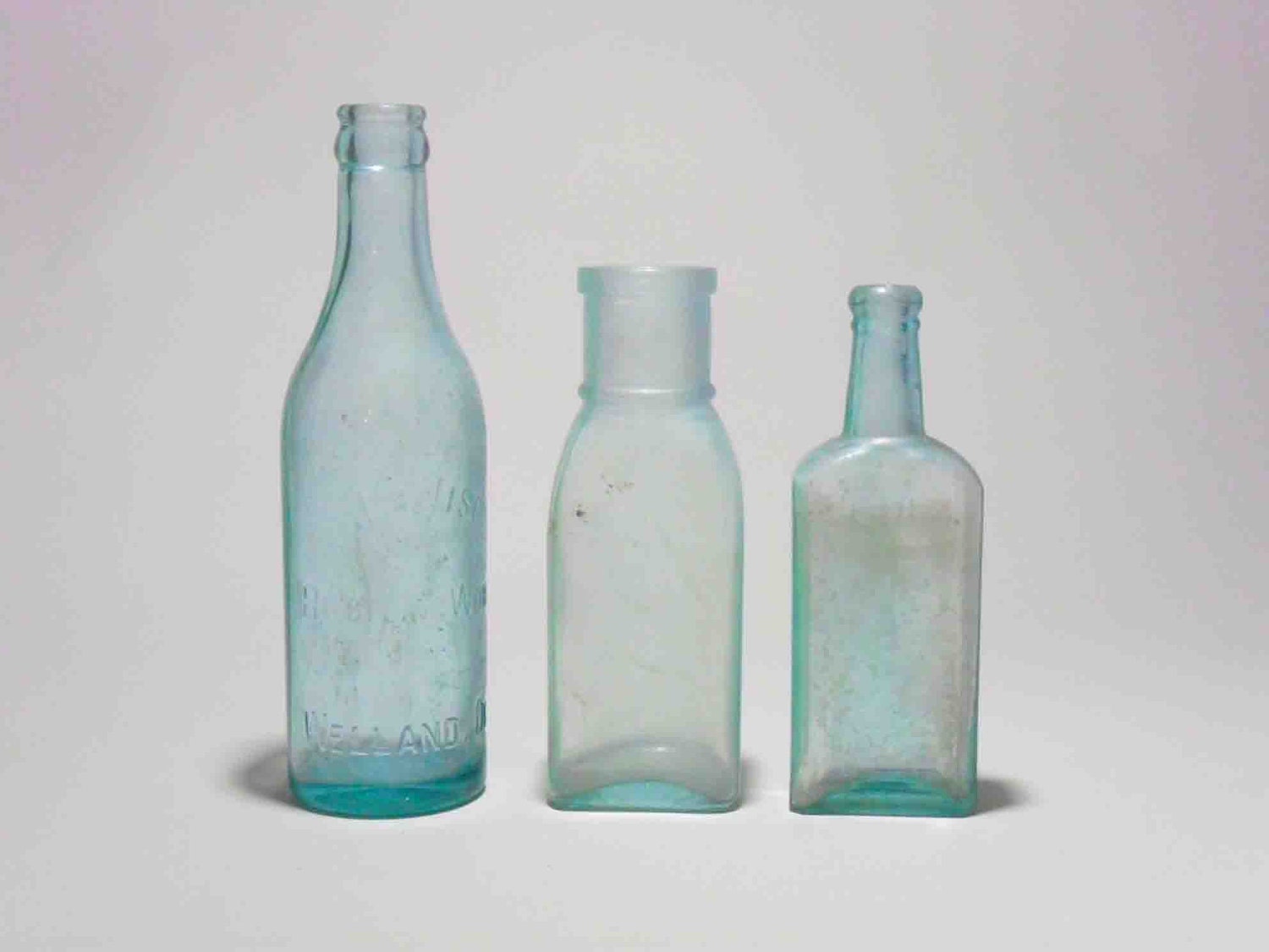 Items Similar To Antique Bottles With Blue Tint, Vintage Bottles With 