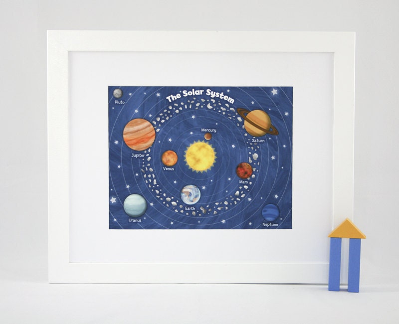 Outer Space Solar System - 11" x 14" Fine Art Print - Children's Outer Space Theme Room Decor