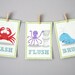 Bathroom Sea theme Kids Art - Set of Three 5 x 7 Bathroom Decor Prints -Sea Theme kids decor, children wall art, bathroom art, kids bathroom