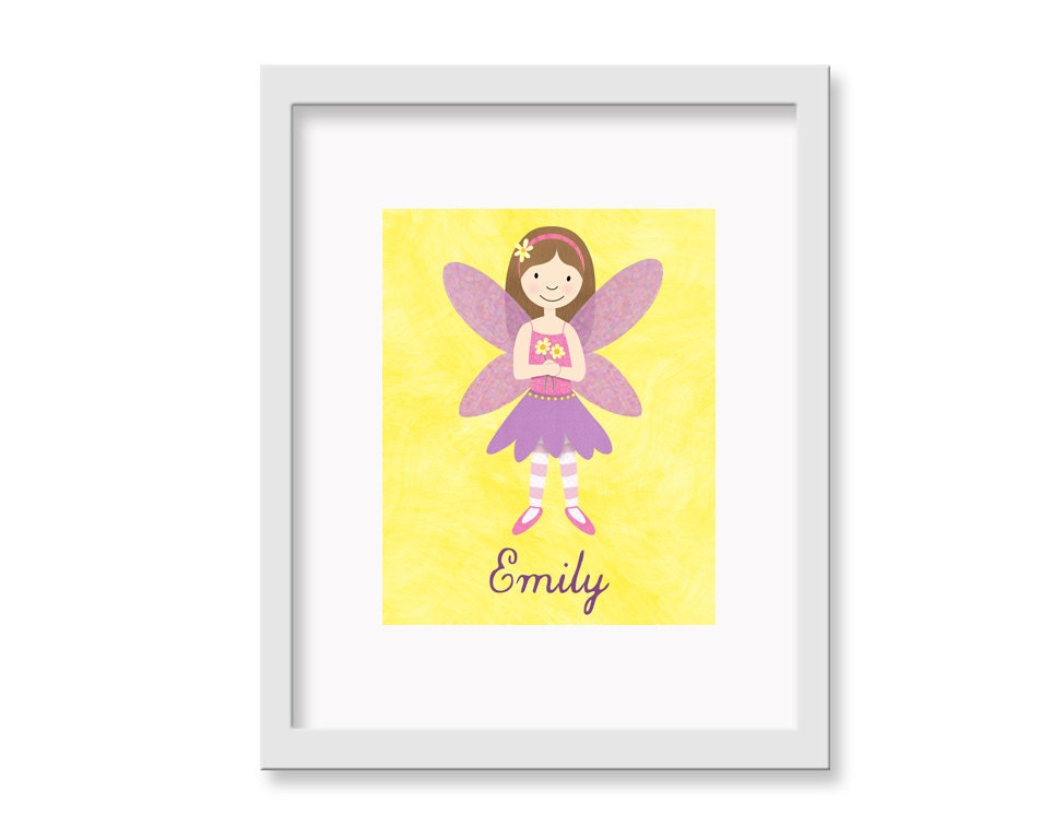 Personalized Fairy -  Children's Decor Nursery Wall Art - Flower Fairy Wall Art - 8 x 10 Print