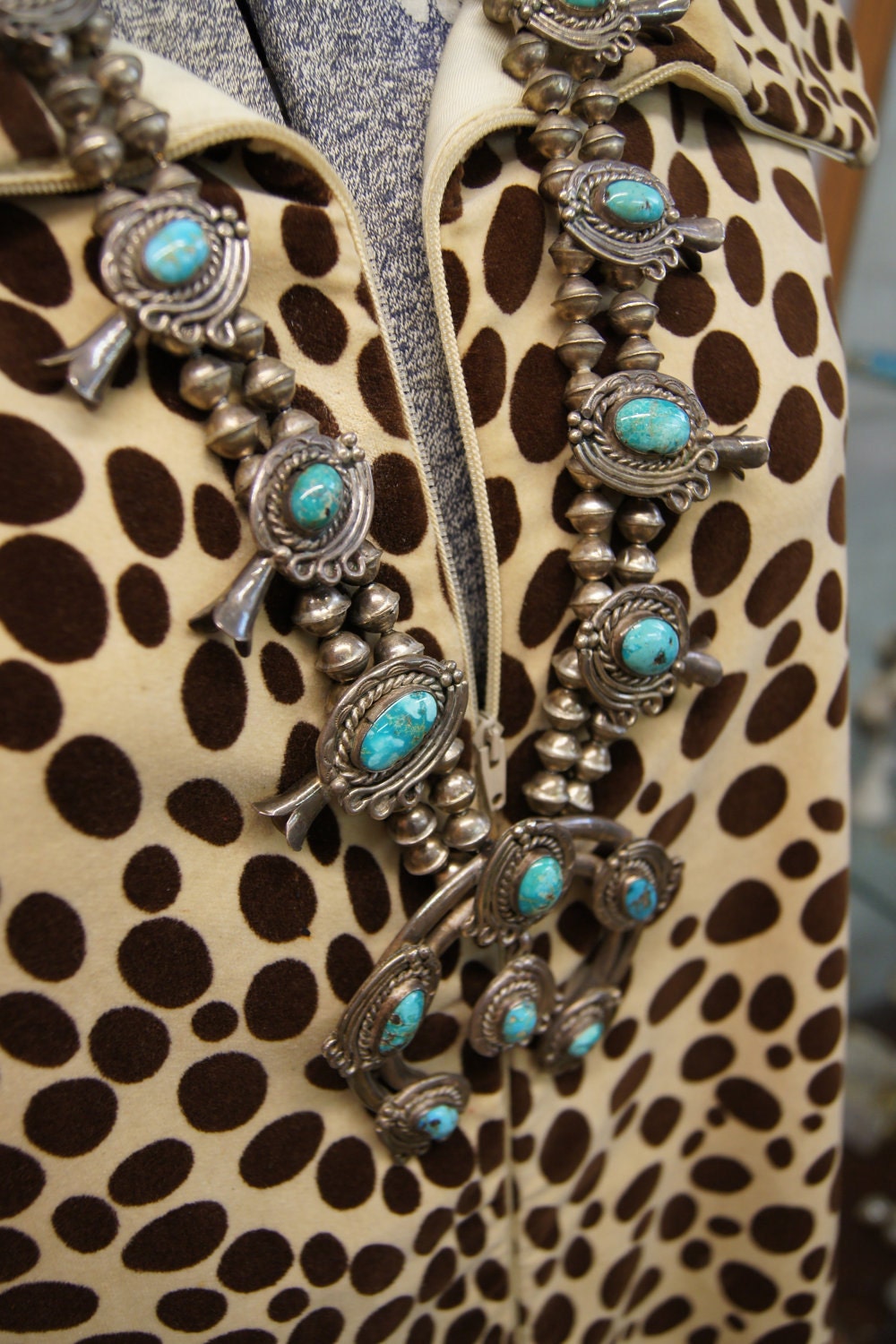 1960's PRIMITIVE  Old PAWN Navajo TURQUOISE Squash Blossom Necklace