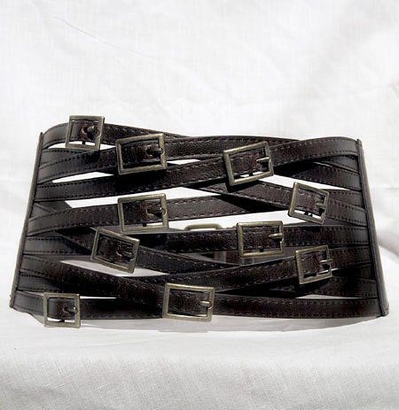 Steampunk Zombie Apocalypse Goth Cyberpunk Belt Corset Buckles Black Goth Faux Leather LARP Punk Small 24" to Medium 31"