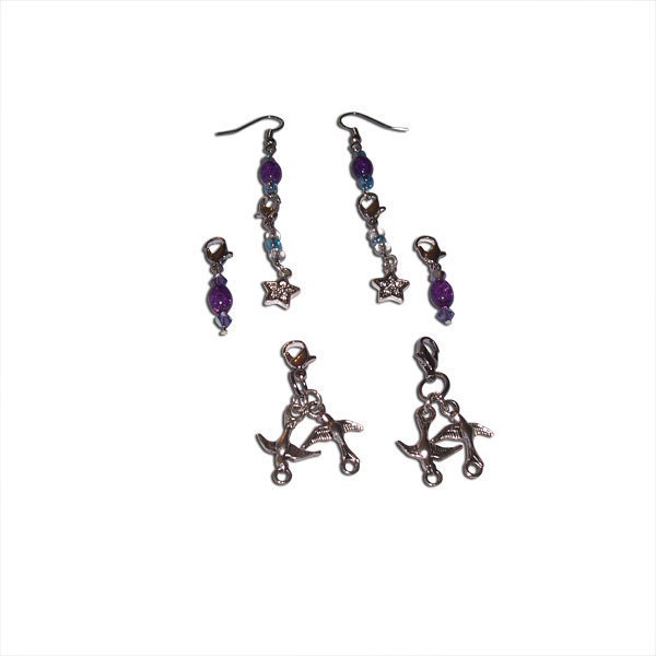 Interchangeable Earrings- Purple and Blue