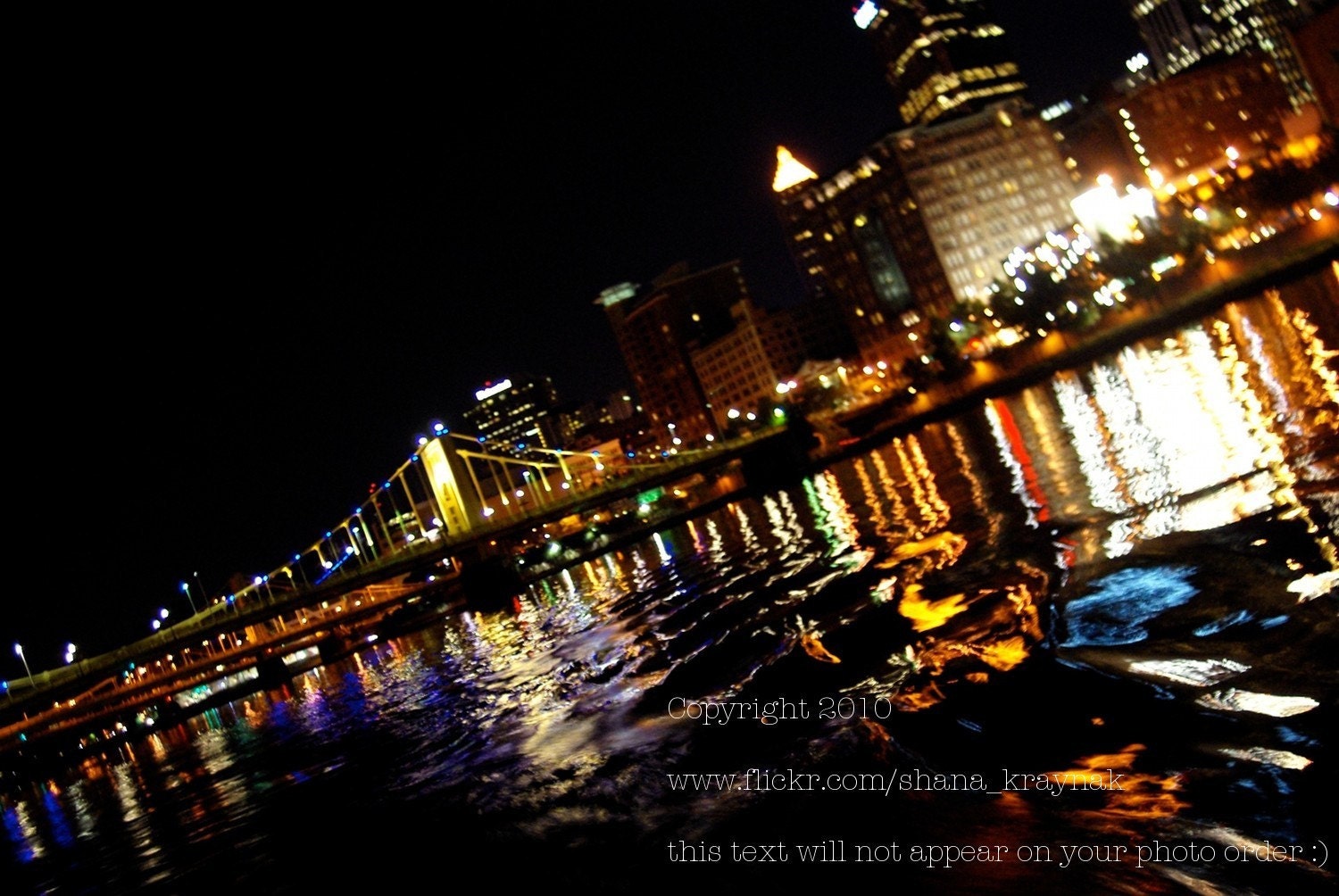 pittsburgh river skyline night photo
