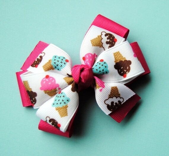 Items similar to Ice Cream Cone Layered Hair Bow on Etsy