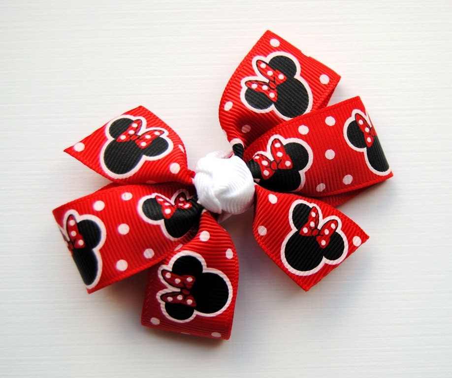 Red Polka Dot Minnie Mouse Hair Bow By Prettymuchadorable On Etsy