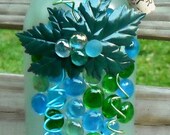 Turquoise Blue and Green Frosted Glass Wine Bottle Light