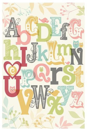 Owls & Birds Alphabet Poster - Girl