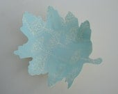 Oak leaf fabric bowl in Spring Blue SMALL SIZE  --Reversible by evLien Designs
