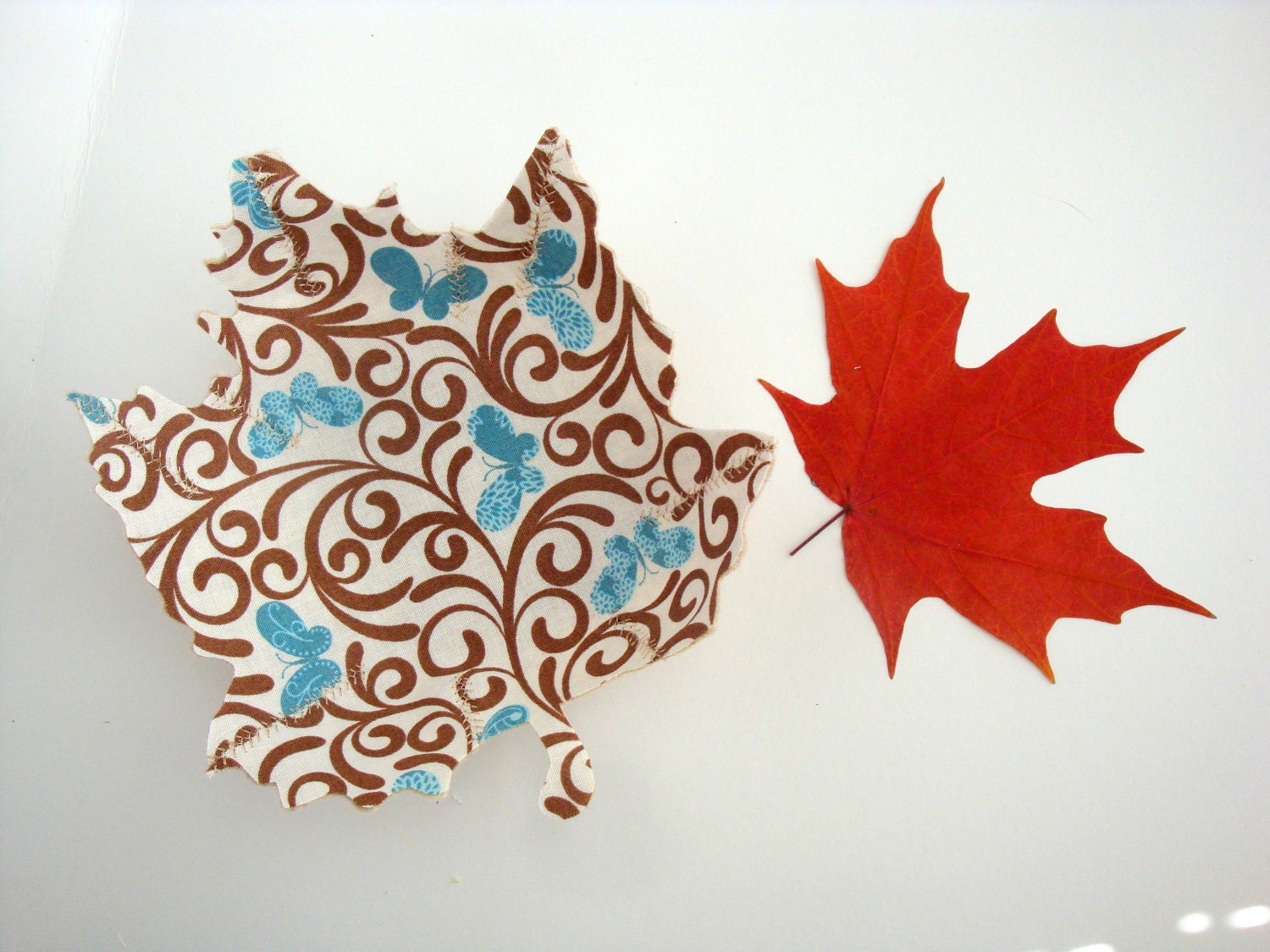 Maple leaf fabric bowl in Blue Butterfly --Reversible - Better Homes and Garden Gift Guide 2011