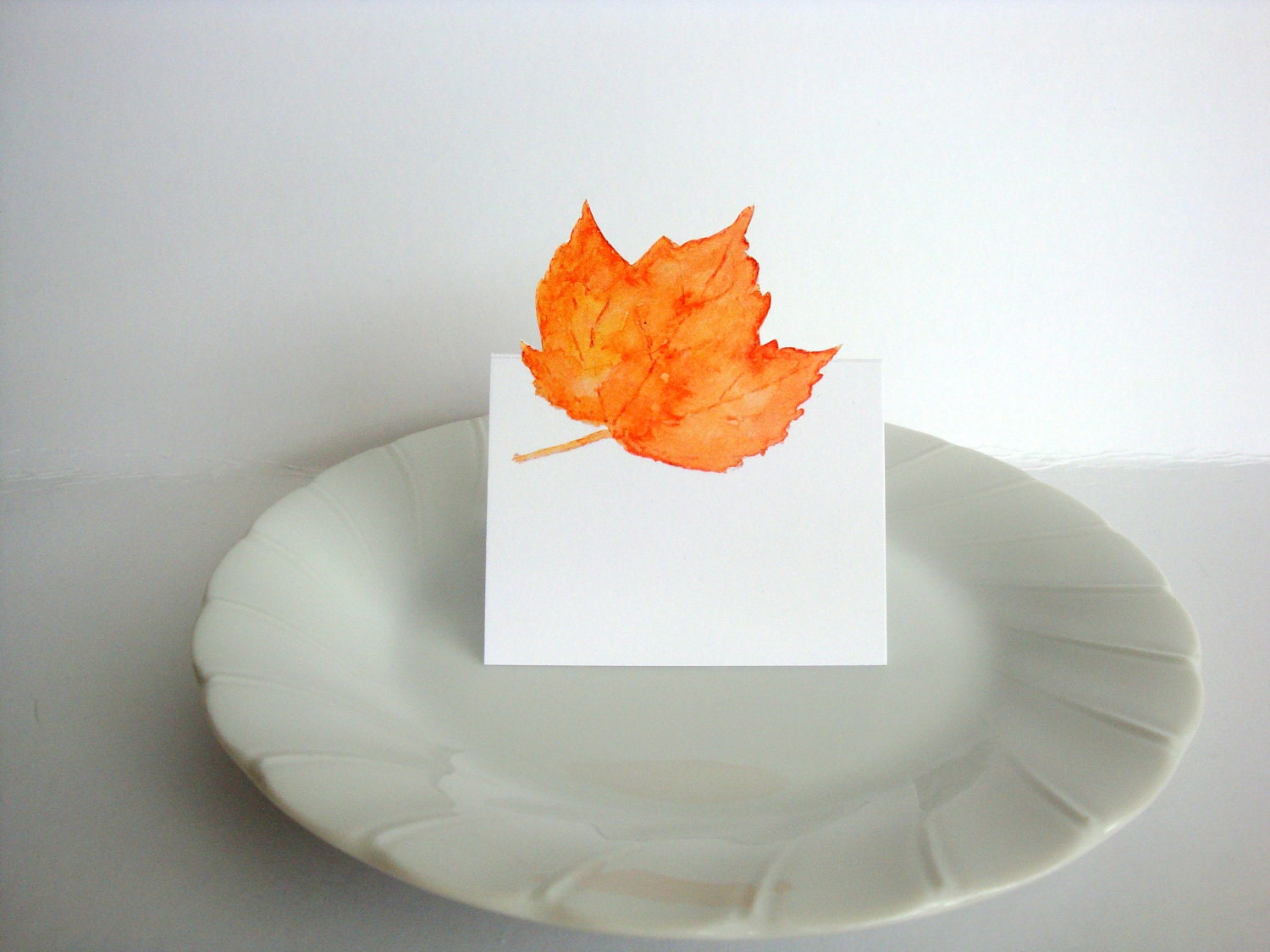 Autumn Orange Maple Leaf - Place Card, Table Number card, Escort cards, weddings events