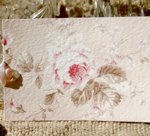 Vintage Floral Pink Gift Tags - Set of 3 - Heavy Watercolor Paper