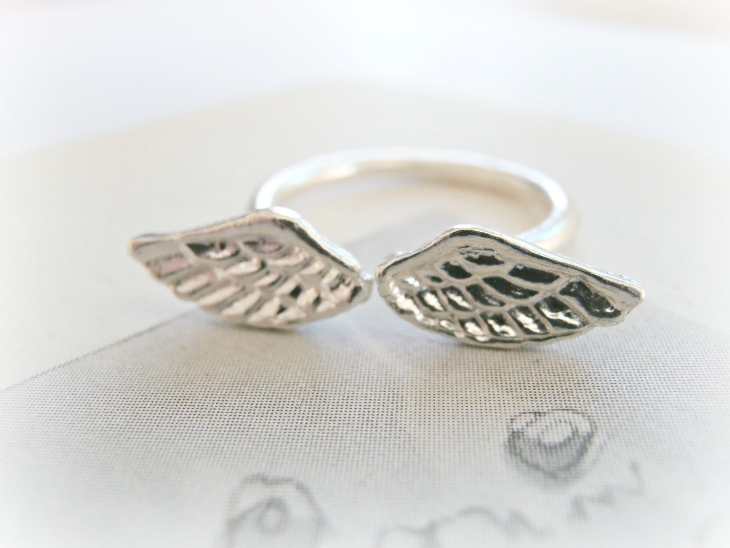 Sterling Silver angel wing ring size 5-8 us
