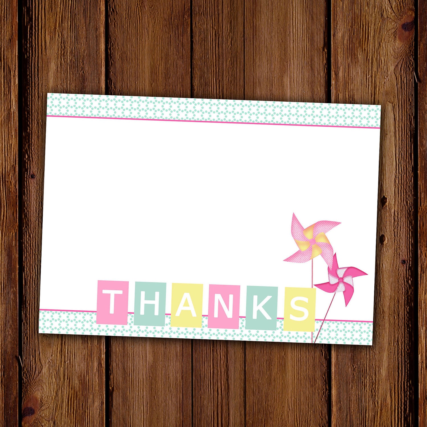 Pinwheels Stationery - Summer Pinwheel Note Card Set - Girl Stationary - Birthday Thank You Notes