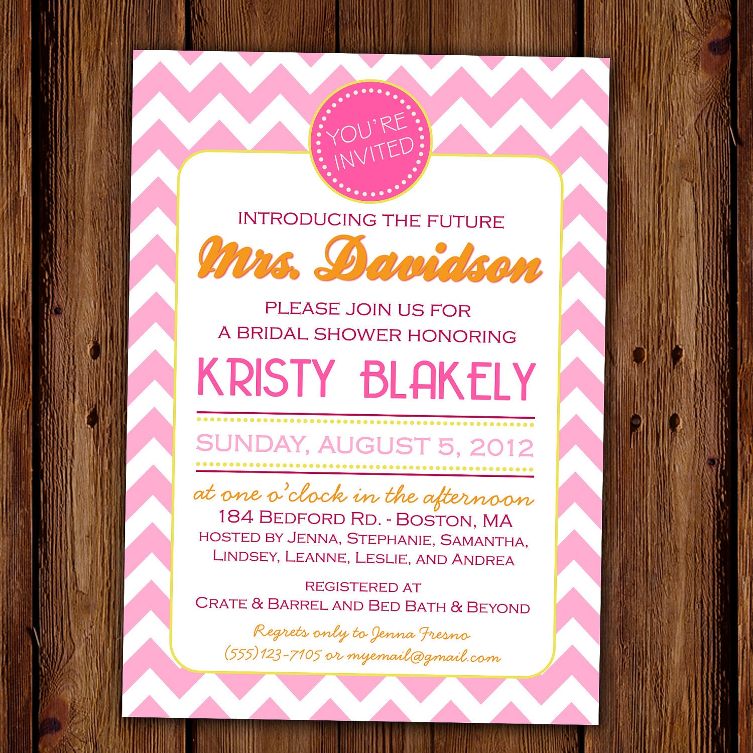 Chevron Engagement Party Invitation - Couples Shower - Save the Date - Rehearsal Dinner - Chevron Stripe