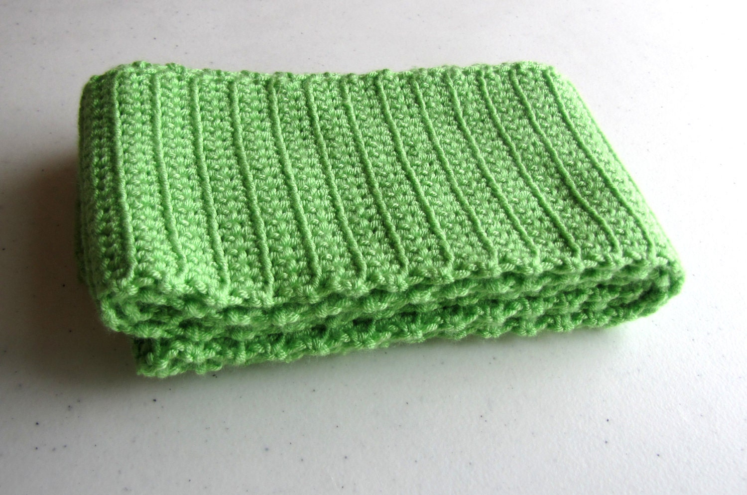 Skinny Bright Green Crocheted Scarf