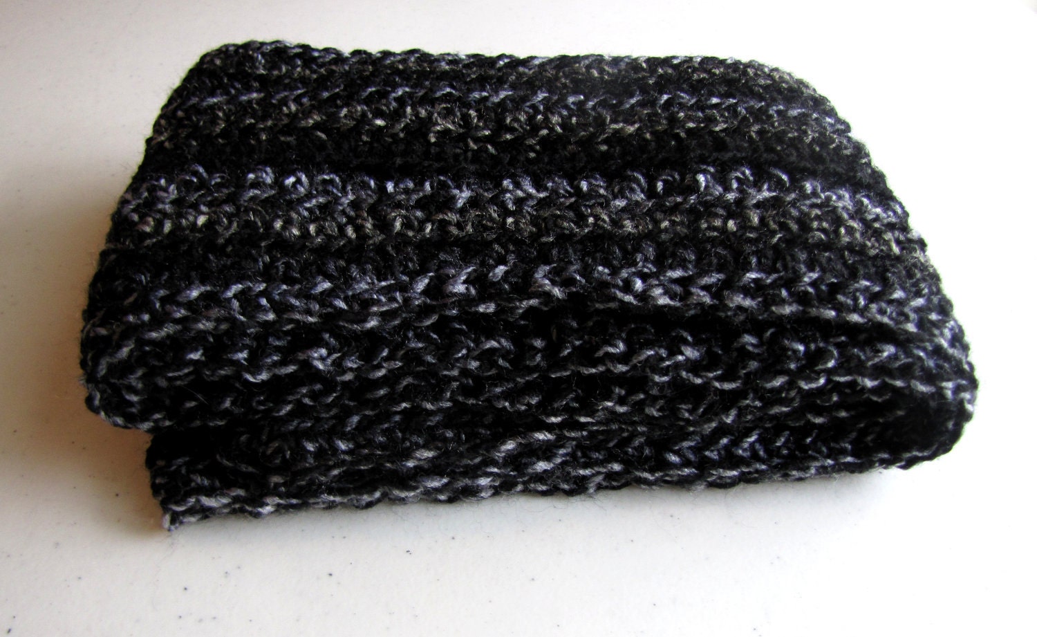 Black and White Crocheted Scarf