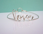 Silver Bangle Bracelet. love bracelet. sterling silver love  bracelet.  Sterling love bangle bracelet great gift for mom.