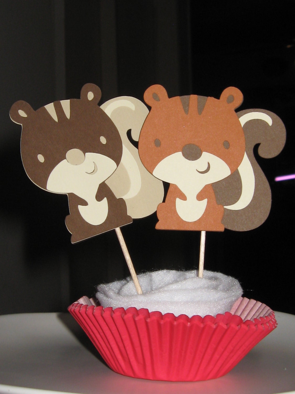 Woodland Animal / Woodland Creature - Squirrel Cupcake Toppers - Set of 4