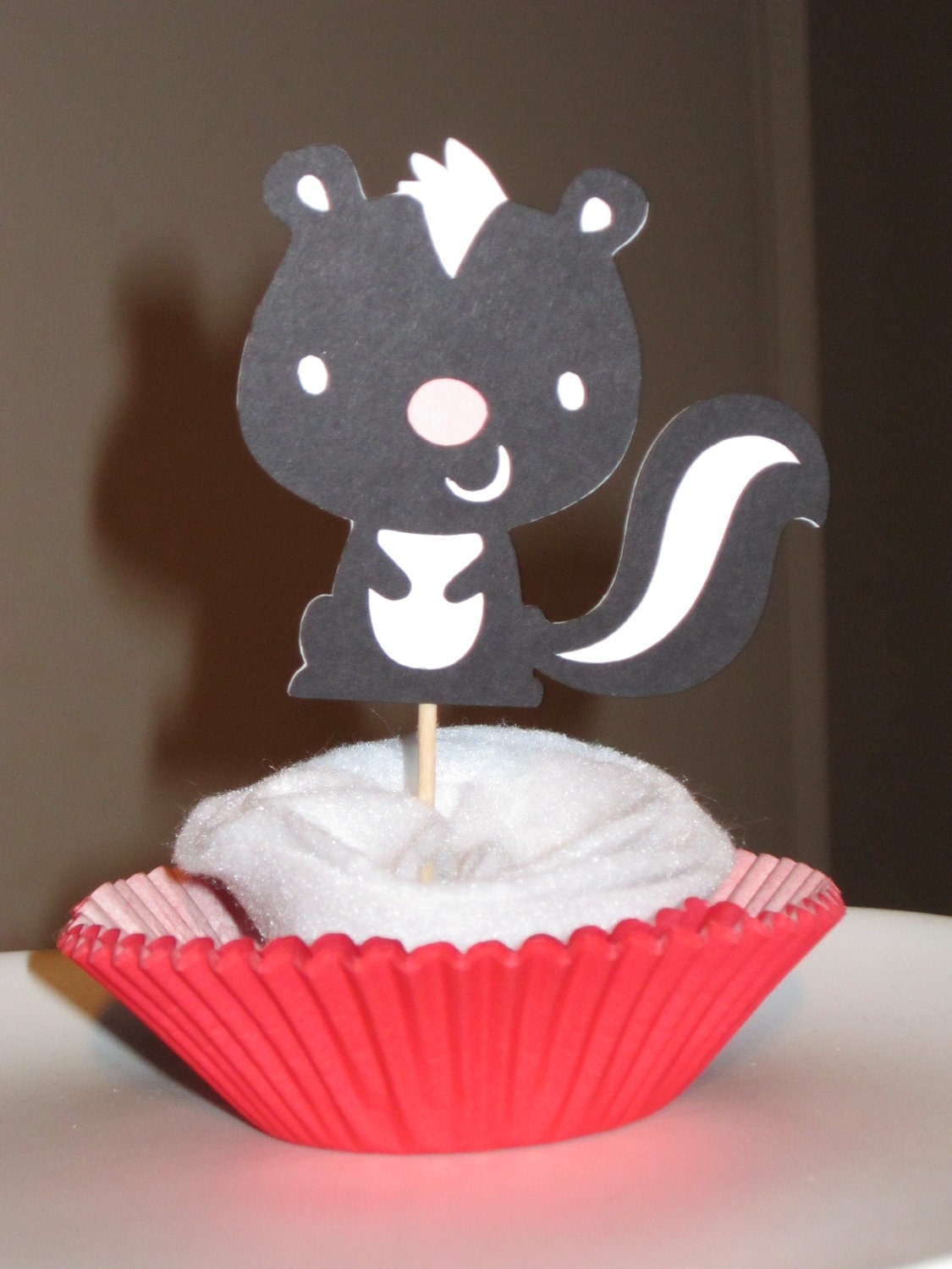 Woodland Animal / Woodland Creature - Skunk Cupcake Toppers - Set of 4