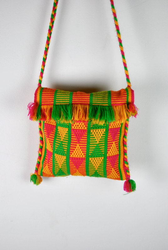 vintage bag, woven geometric Native tribal purse