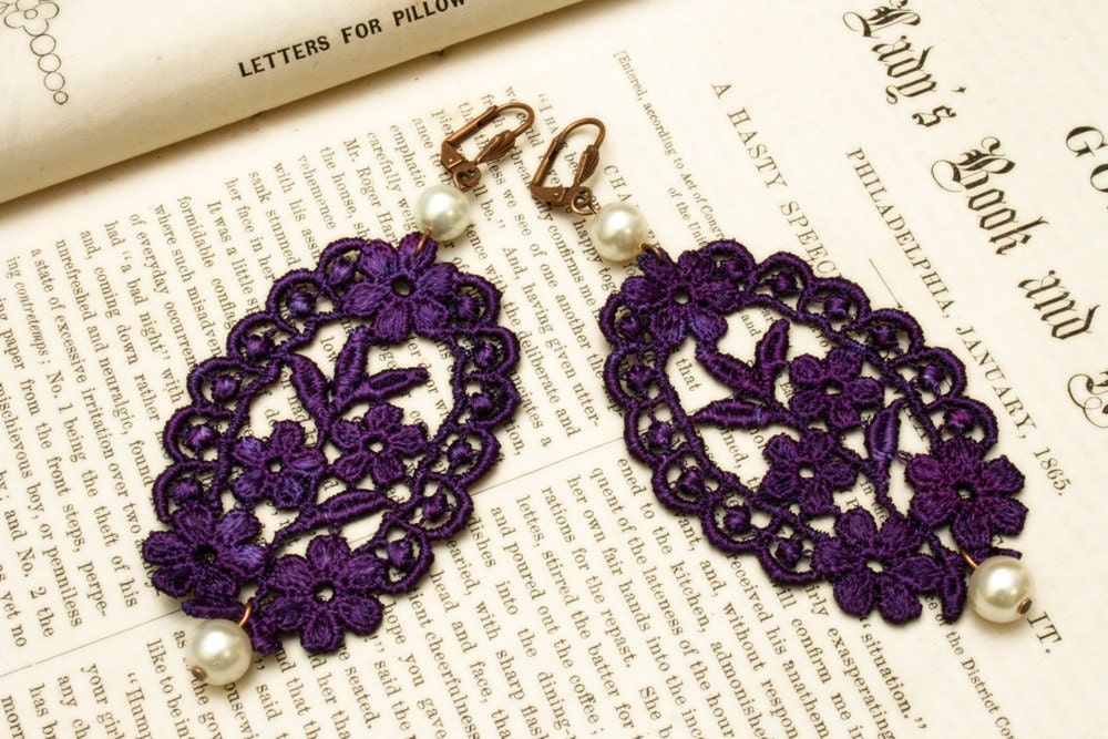 lace earrings -CANDICE- purple