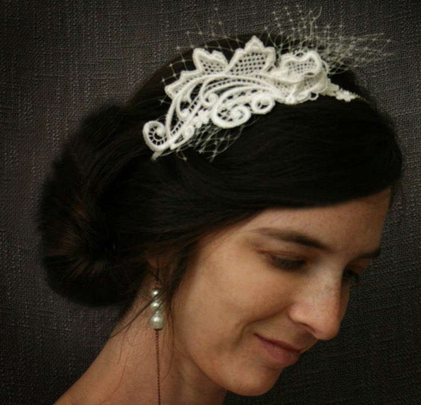 lace headband -GRETCHEN- vintage white