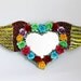 Winged Heart tin metal mirror / Mexican folk art / bright colorful mixed media / rainbow silver / wedding gift