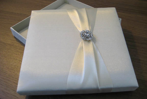 Silk & Crystal Wedding Invitation Box ANY COLOR Available