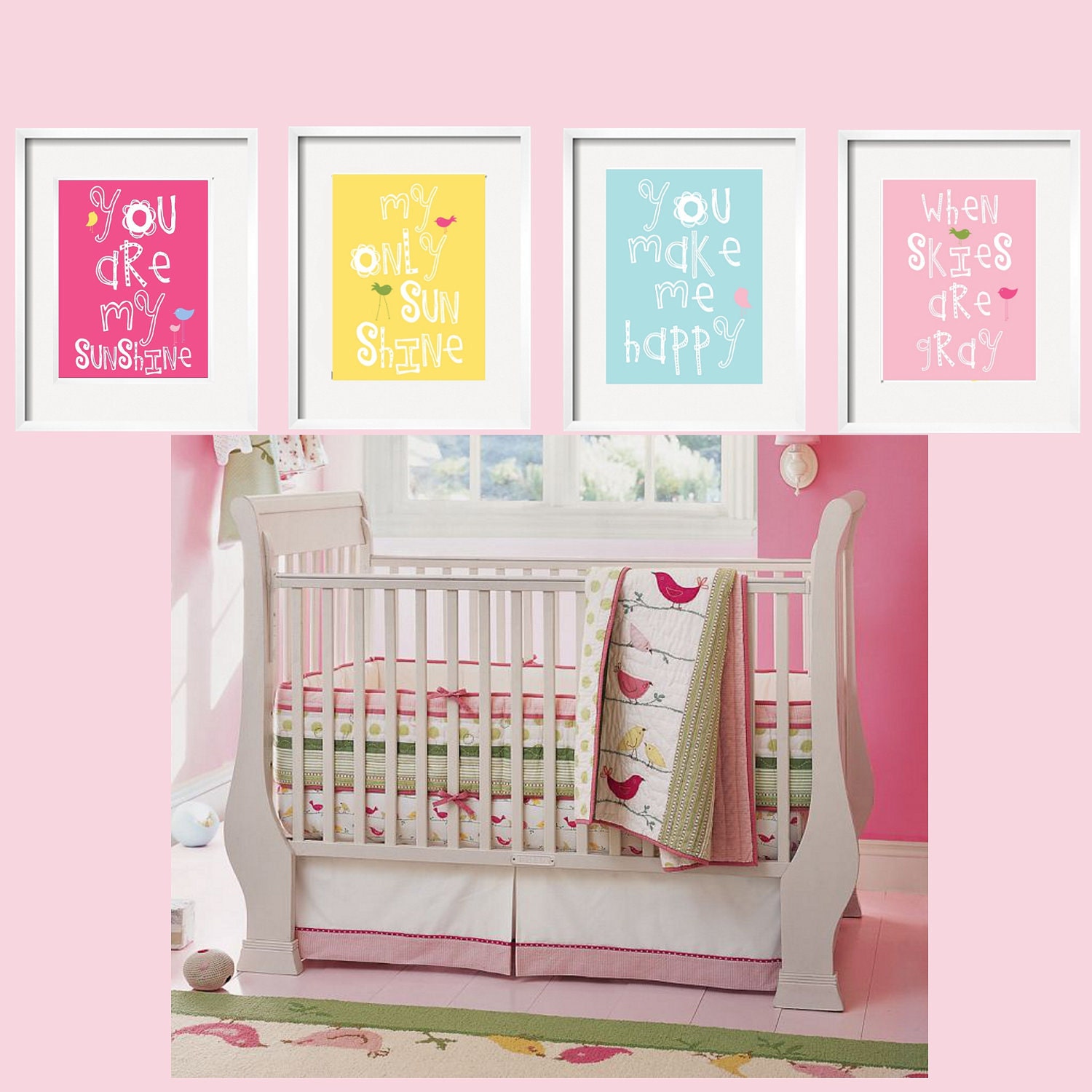 You Are My Sunshine  My only Sunshine 4 pc Art Print Set 11x14 in For Penelope Bedding from YassisPlace