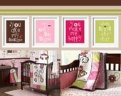 SALE Kids Wall Art You Are My Sunshine for Cocalo Taffy 8x10 in chocolate, pink, raspberry and lime green Nursery Decor, baby shower gift