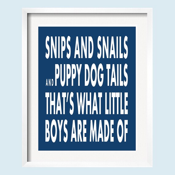 Items similar to Snips and Snails and Puppy Dog Tails Art Print in Blue