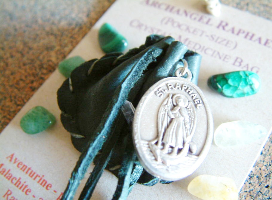 Archangel Raphael pocket-size Crystal Medicine Bag
