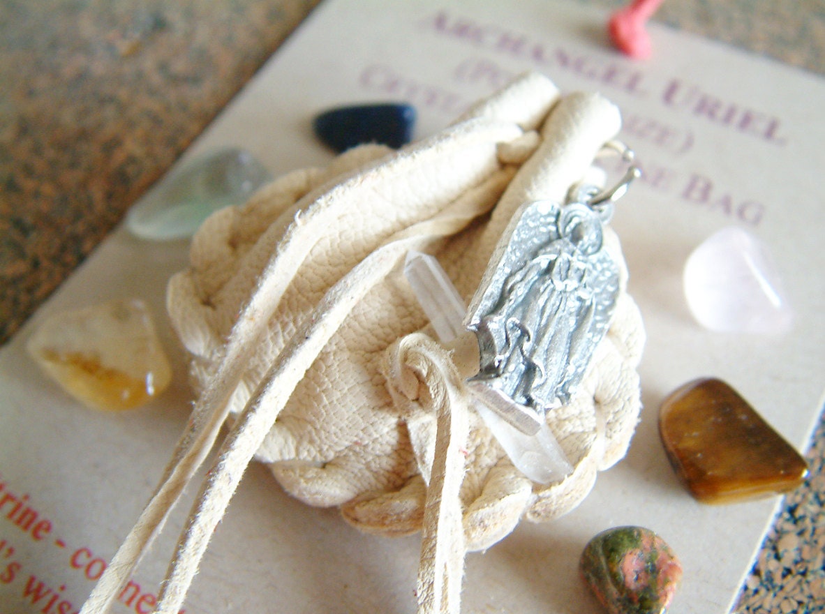 Archangel Uriel pocket-size Crystal Medicine Bag