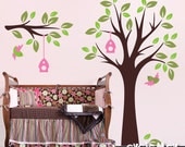 Children Nursery Wall Decal Wall Sticker Kids Decal - Tree Wall Decal with Birds - Baby Nursery Wall Decals -  TRBL030R