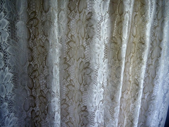 Vintage Cream Lace Curtain  Panel (1)