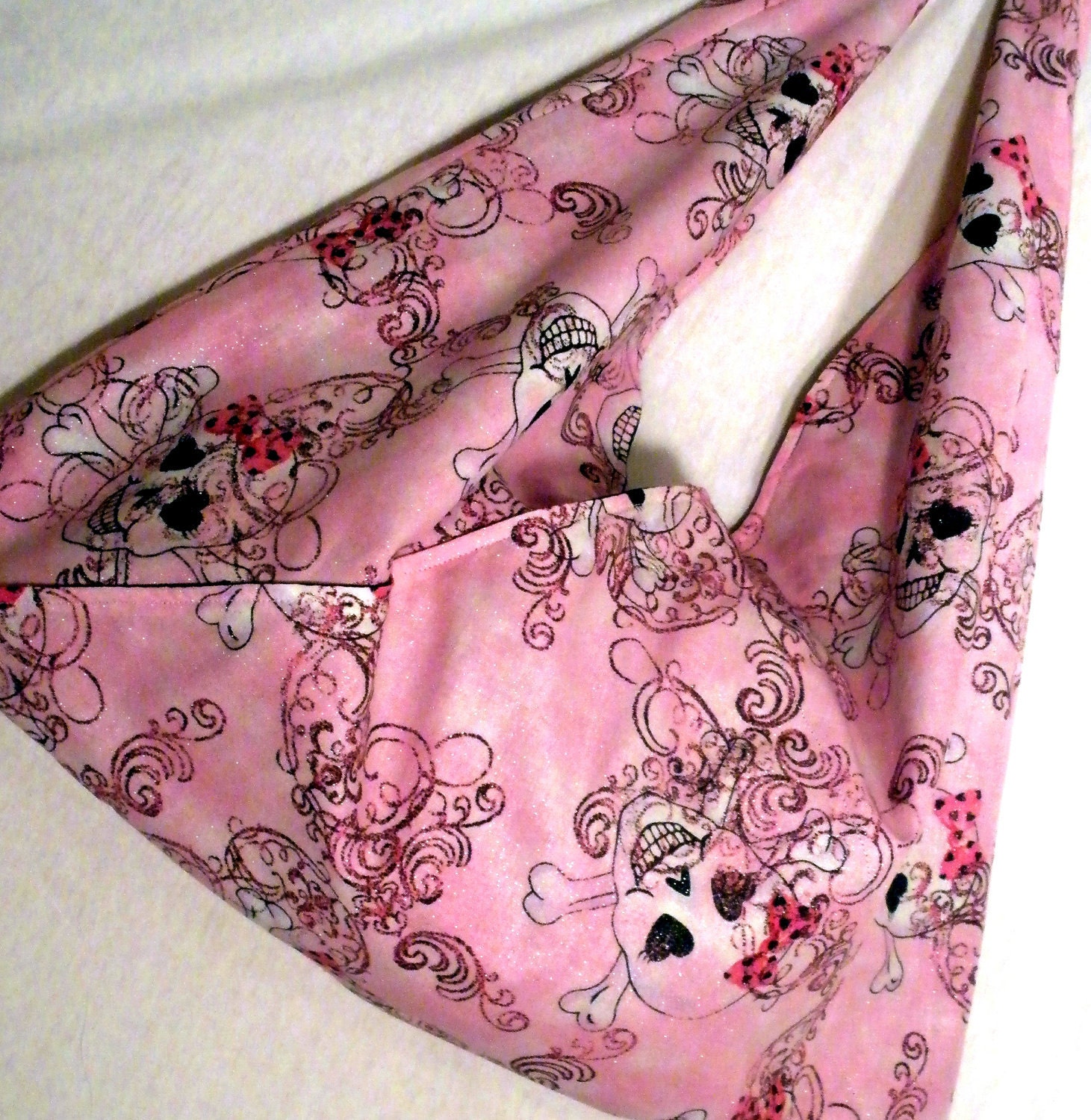 Sleepover Bag, Tote Bag, Beach Bag, Overnight Tote, Book Bag - Pink Skulls - Large