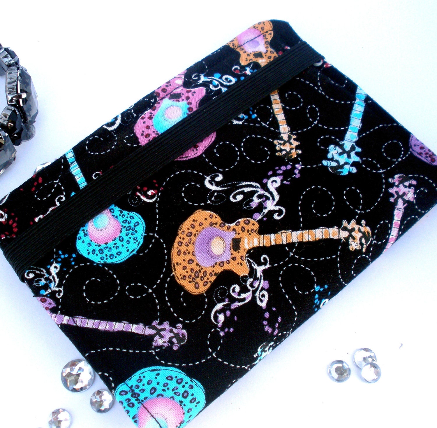 Rockin' Guitar - Purse Wallet / Business Card Holder - Women, Teens, Girls, Guitars, Purple, Black, Pink, Blue