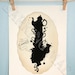 Camomile tea silhouette Victorian whimsy art 5x7