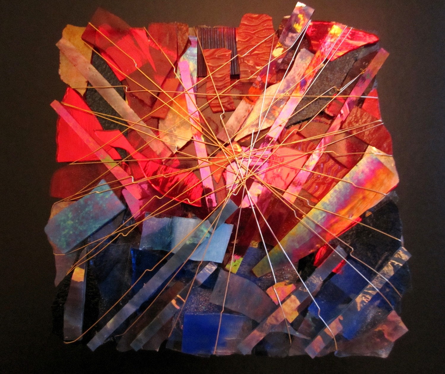 Art Glass Sculpture, Fire Song in Scarlet and Blue