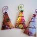 Red Tree Trio Glass Ornaments - Wire Wrapped
