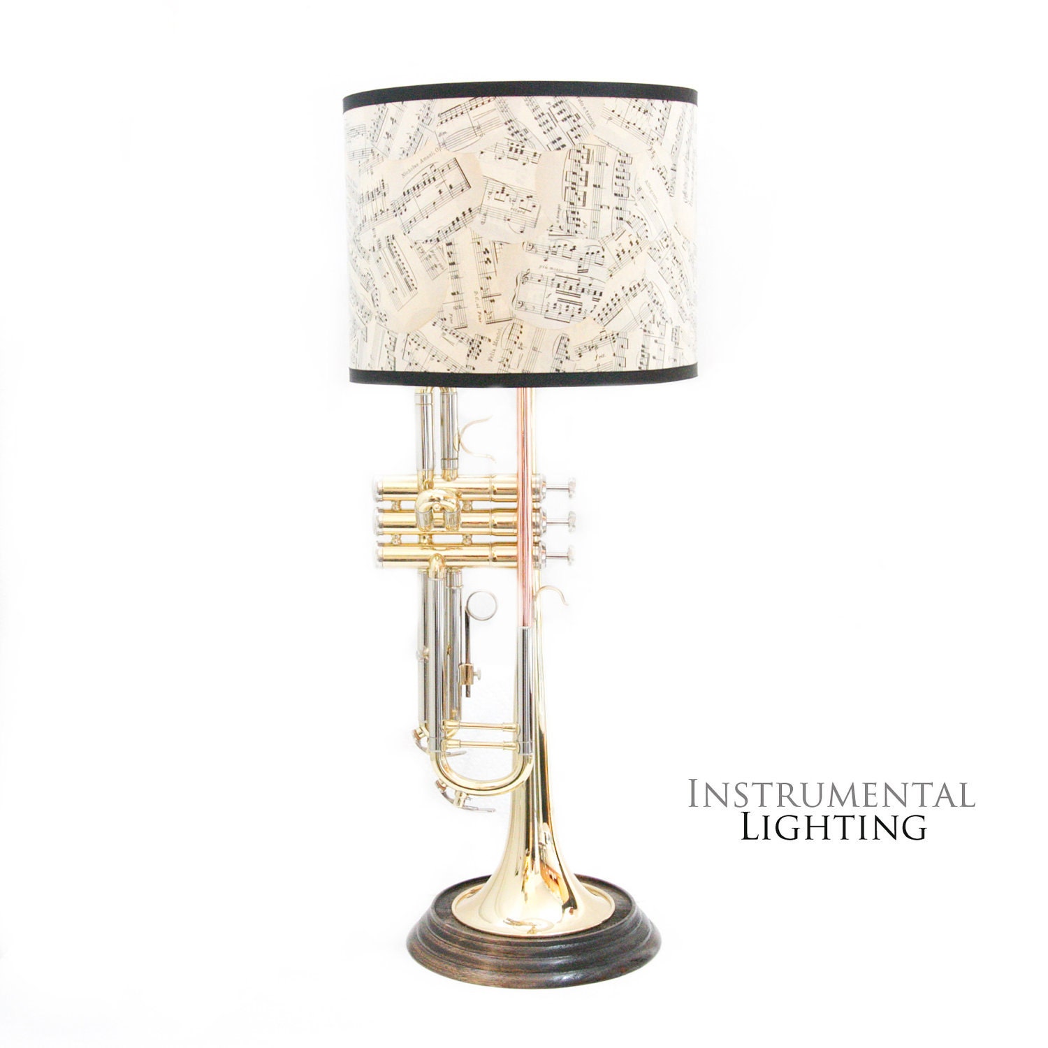 Trumpet Lamp & Sheet Music Lamp Shade by InstrumentalLighting