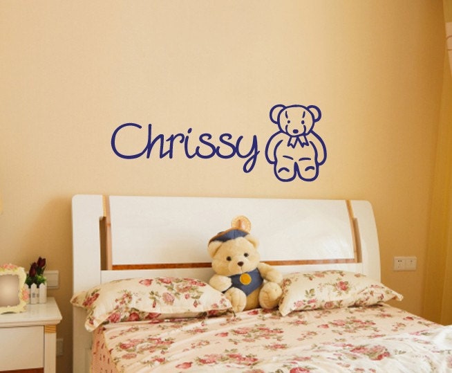 Wall Decal Teddy Bear and Custom Name