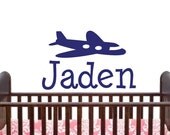 Wall Decal Airplane with Customizable Name