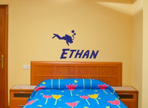 Wall Decal Scuba Diver and personalized