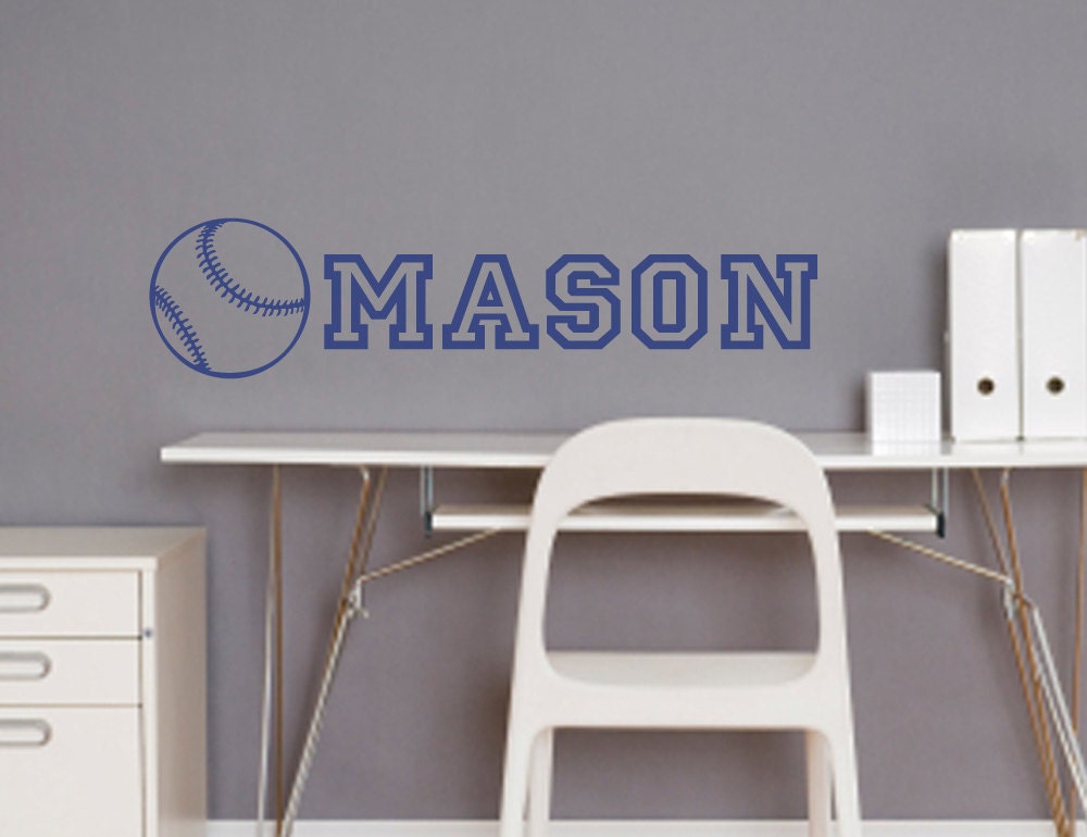 Wall Decal Baseball and Custom Name